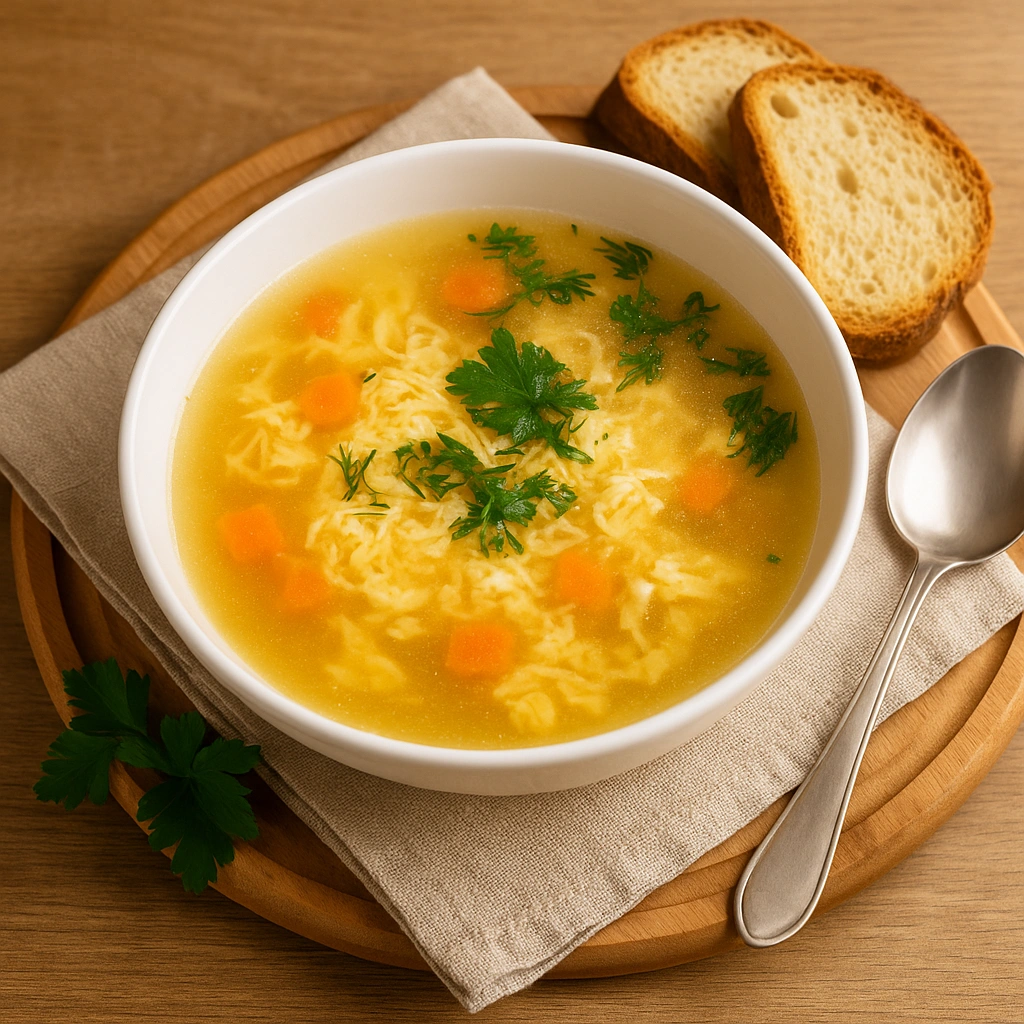 Подача бульйону з яйцем