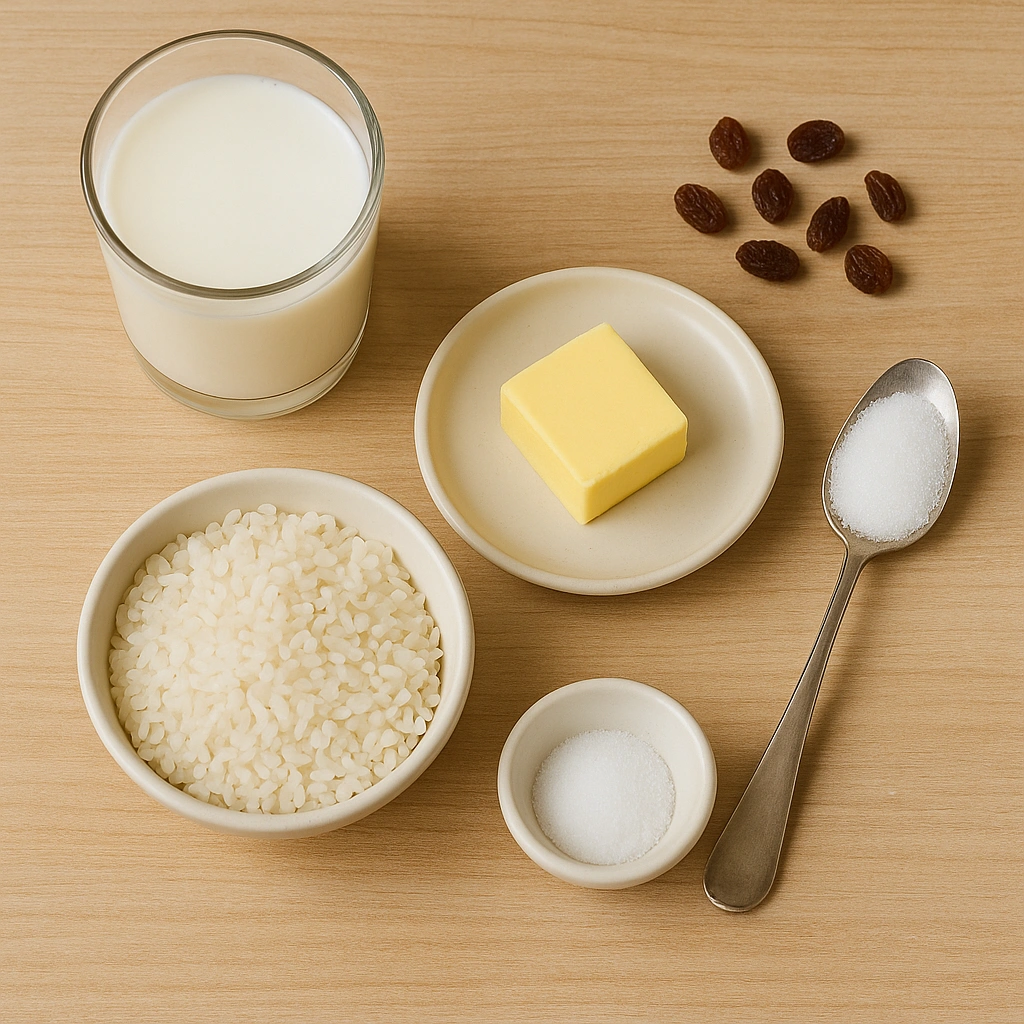 Інгредієнти для молочної рисової каші