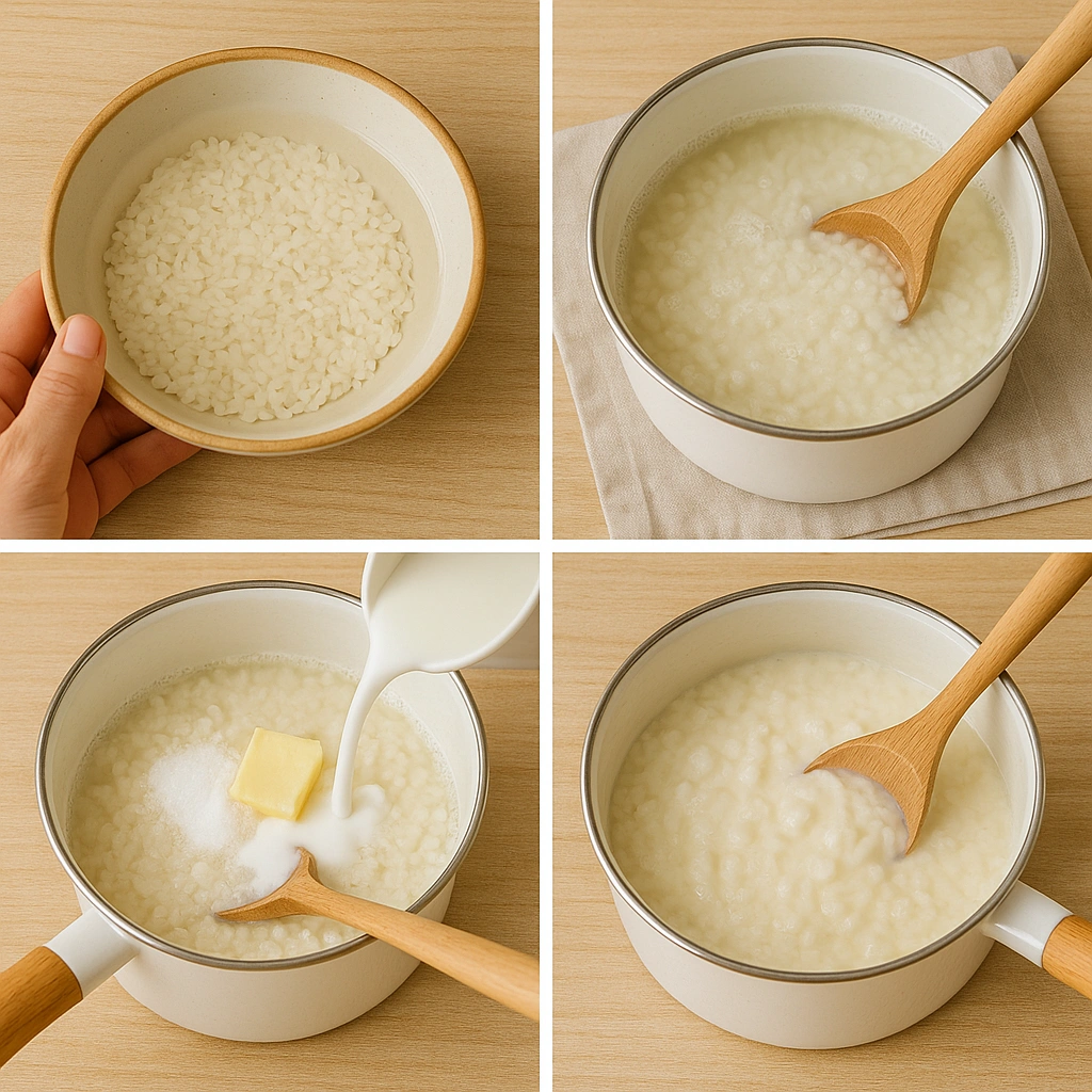 Процес приготування молочної рисової каші