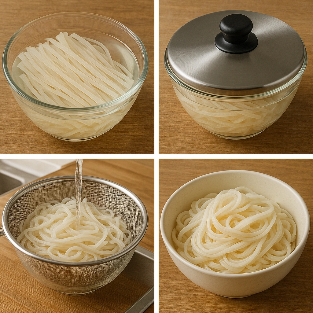 Процес приготування рисової лапші крок за кроком