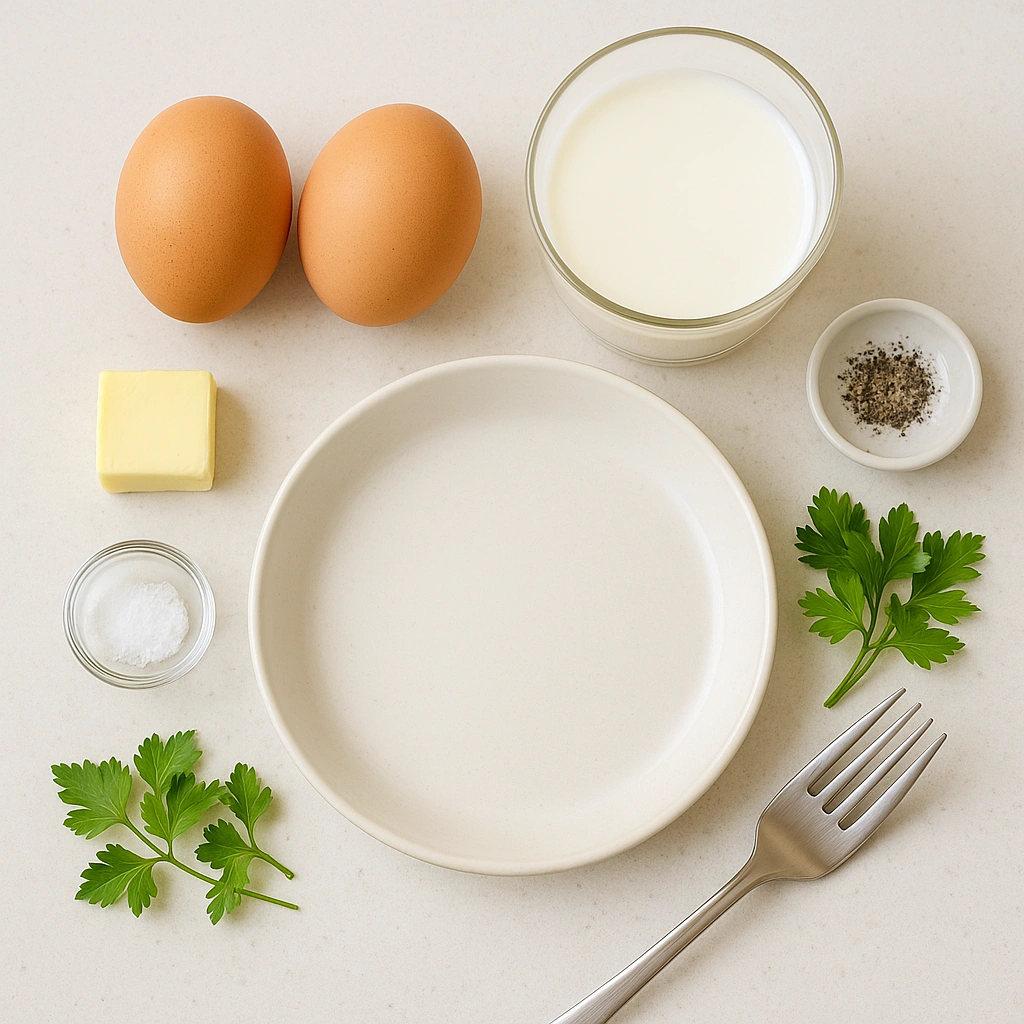 Інгредієнти для яєчні в мікрохвильовій печі