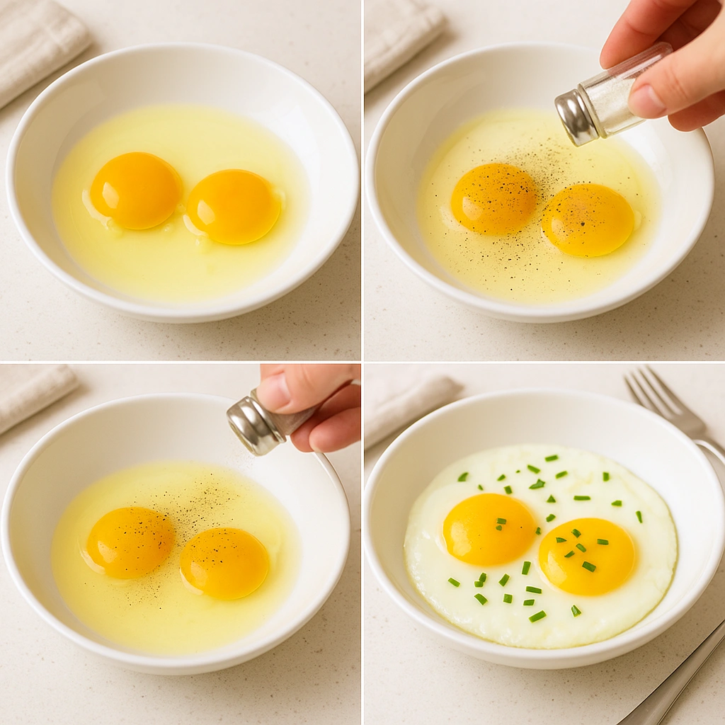 Покрокове приготування яєчні в мікрохвильовій печі