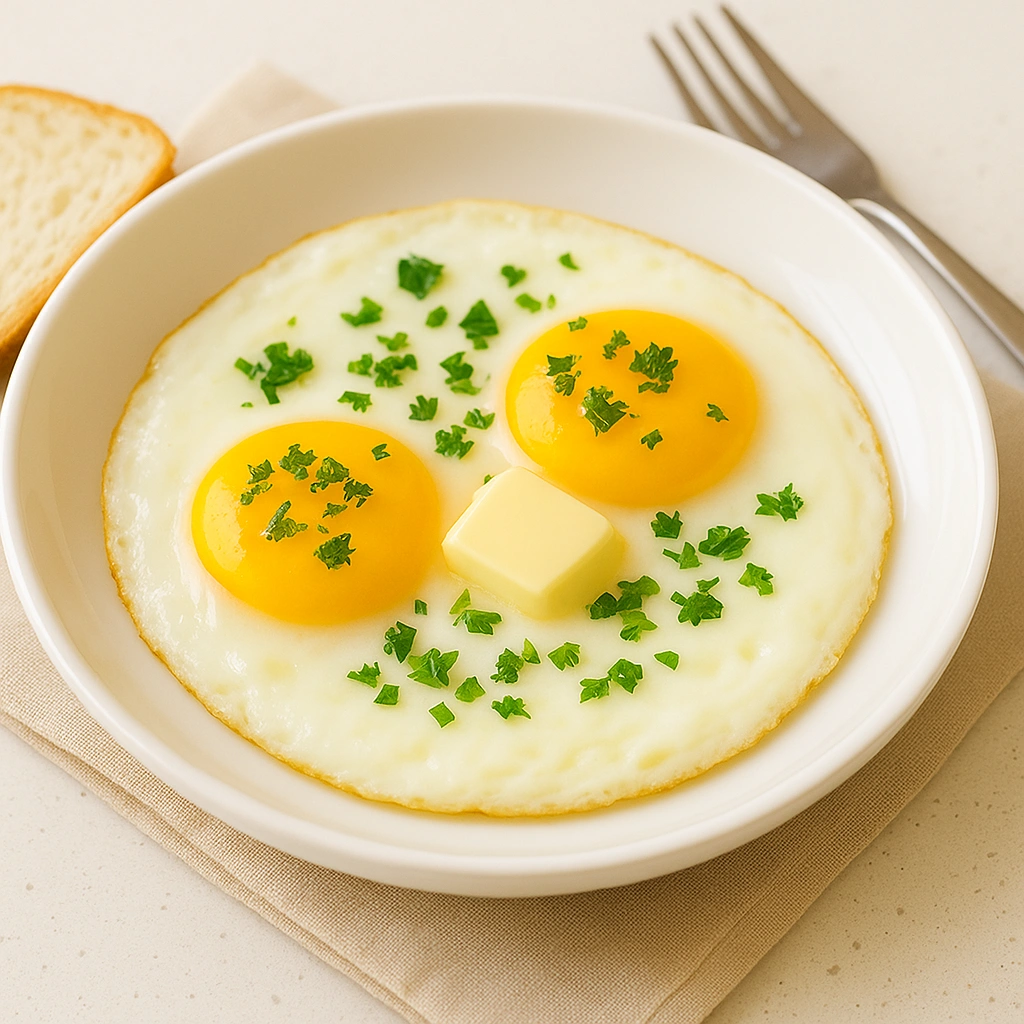 Подача яєчні з вершковим маслом і зеленню